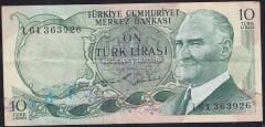 6.Emisyon 2.Tertip 10 Lira L61 363926 Çok Temiz+