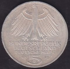 Almanya 5 Mark 1979 J Gümüş Alman Arkeoloji Enstitüsü 150. Yılı Hatıra Para