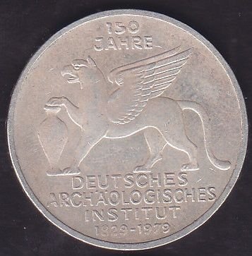 Almanya 5 Mark 1979 J Gümüş Alman Arkeoloji Enstitüsü 150. Yılı Hatıra Para