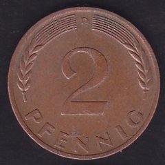 Almanya 2 Pfennig 1970 D