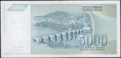 YUGOSLAVYA 5000 DİNAR 1992 ÇOK ÇOK TEMİZ