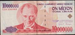 7.Emisyon 10 000 000 Lira C59 336983 Çok Temiz+