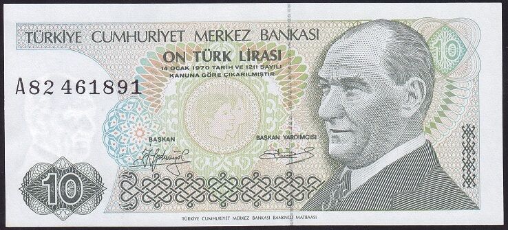 7.Emisyon 1.Tertip 10 Lira A82 461891 Çilaltı Çil