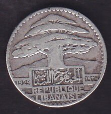 Lübnan 10 Piastre 1929 Gümüş