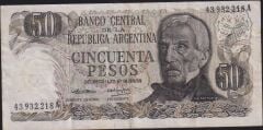 Arjantin 50 Pesos 1974 - 1975 Çok Temiz+ Pick 296a
