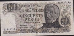 Arjantin 50 Pesos 1974 - 1975 Çok Temiz+ Pick 296a