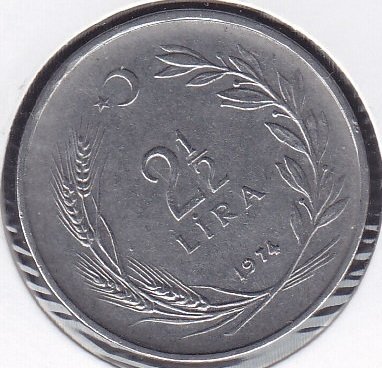 1974 Yılı 2.5 Lira Düz