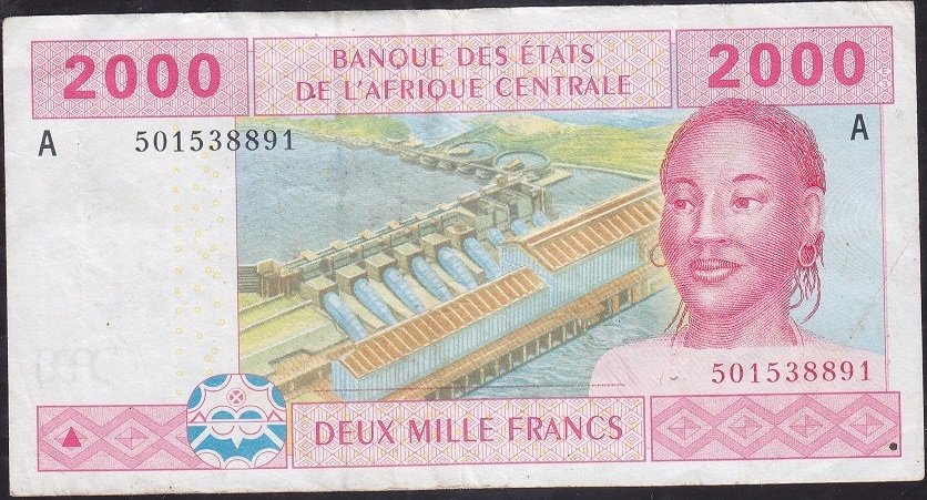 Central African States 2000 Frank 2002 Çok Temiz + (A) Pick408A Gabon