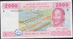 Central African States 2000 Frank 2002 Çok Temiz + (A) Pick408A Gabon