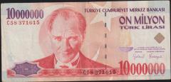 7.Emisyon 10 000 000 Lira C58 371615 Çok Temiz