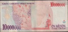 7.Emisyon 10 000 000 Lira C58 371615 Çok Temiz