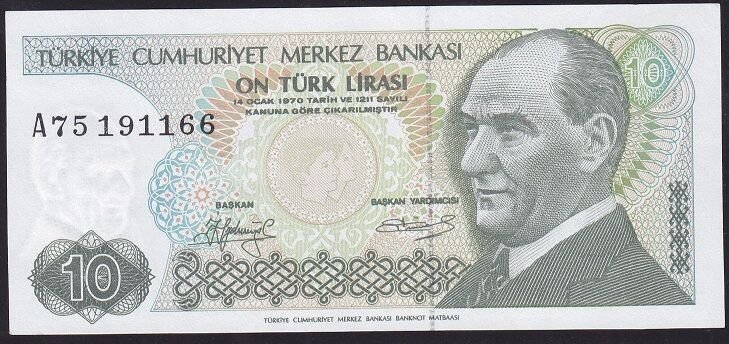 7.Emisyon 1.Tertip 10 Lira A75 191166 Çilaltı Çil