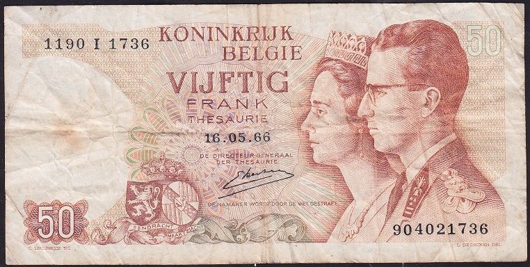 Belçika 50 Frank 1966 Temiz+