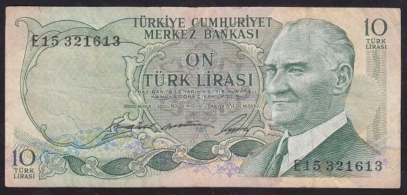 6.EMİSYON 1.TERTİP 10 LİRA E15 321613 ÇOK TEMİZ