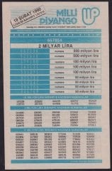 1990 19 ŞUBAT PİYANGO LİSTESİ