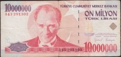 7.Emisyon 10 000 000 Lira A43 291302 Temiz