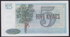Burma 5 Kyats 1972 ÇİL Pick 57