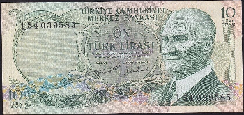 6.Emisyon 2.Tertip 10 Lira L54 039585 Çil
