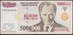 7.Emisyon 5 000 000 Lira H43 969154 Çok Temiz