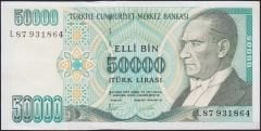 7.Emisyon 2.Tertip 50000 Lira L87 931864 Ççt Çilaltı