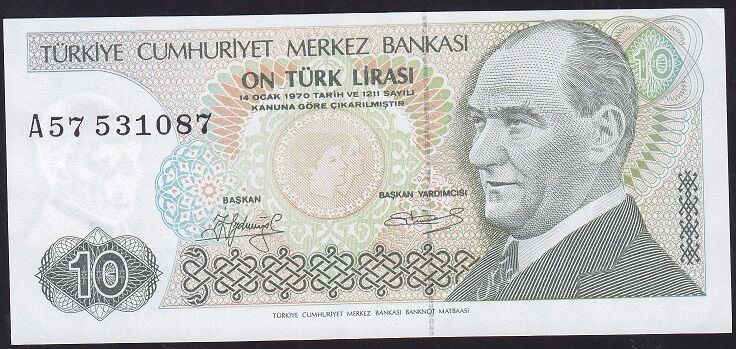 7.Emisyon 1.Tertip 10 Lira A57 531087 Ççt Çilaltı