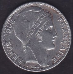 Fransa 20 Frank 1933 Gümüş ( 620 Ayar 20 Gram )