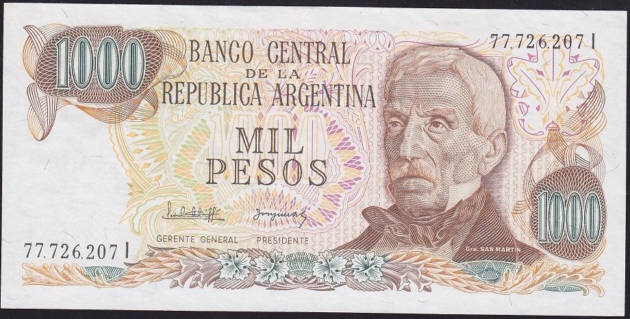 Arjantin 1000 Pesos 1976 - 1983 Çilaltı Çil Pick 304d2