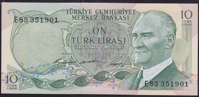 6.EMİSYON 1.TERTİP 10 LİRA E85 351901 ÇİLALTI ÇİL