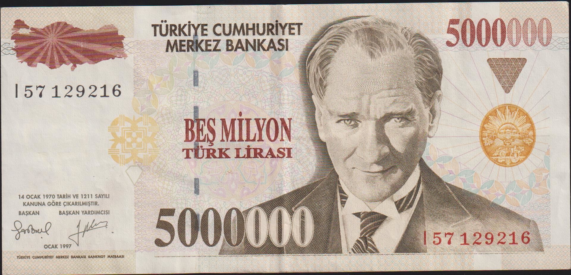 7.Emisyon 5 000 000 Lira I57 129216 Çok Çok Temiz