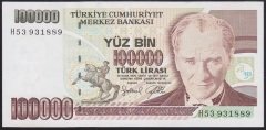 7.EMİSYON 3.TERTİP 100000 LİRA H53 931889 ÇİLALTI