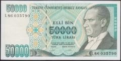 7.Emisyon 2.Tertip 50000 Lira L86 035790 Çok Çok Temiz+