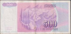 Yugoslavya 500 Dinar 1992 Çok Temiz+