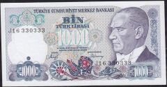 7.Emisyon 2.Tertip 1000 Lira J16 330333 Çil