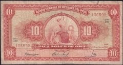 Peru 10 Soles 1966 Çok Temiz Pick 84