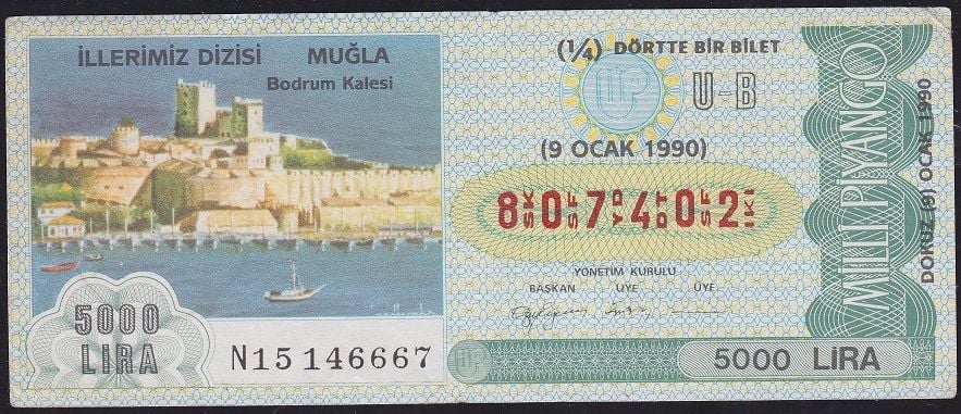 1990 9 Ocak Çeyrek Bilet - U-B Serisi