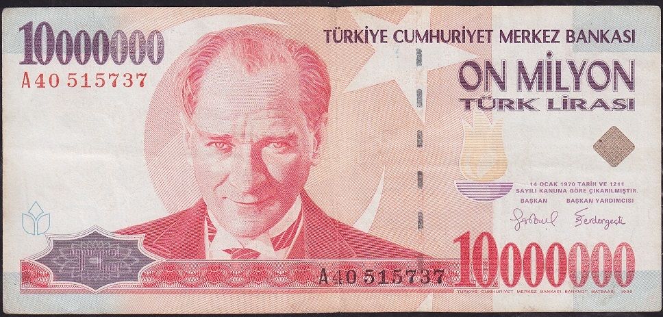 7.Emisyon 10 000 000 Lira A40 515737 Çok Temiz