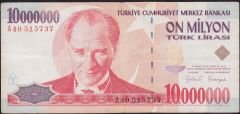 7.Emisyon 10 000 000 Lira A40 515737 Çok Temiz