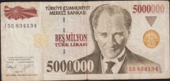 7.Emisyon 5 000 000 Lira I55 834134 Çok Temiz