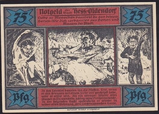 Almanya 75 Pfennig Notgeld 1921 Çil