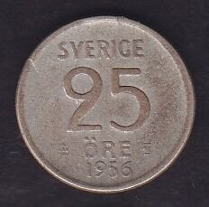 İsveç 25 Öre 1956 Gümüş