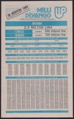 1989 30 AĞUSTOS PİYANGO LİSTESİ