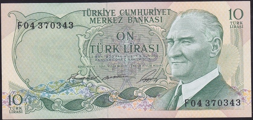 6.EMİSYON 1.TERTİP 10 LİRA F04 370343 ÇÇT +