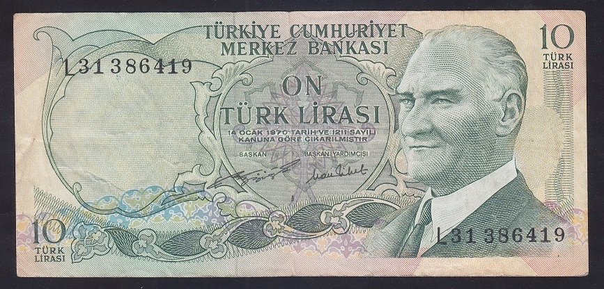 6.EMİSYON 2.TERTİP 10 LİRA L31 386419 ÇOK TEMİZ +