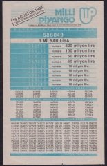 1989 19 AĞUSTOS PİYANGO LİSTESİ