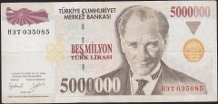 7.Emisyon 5 000 000 Lira H37 035085 Çok Temiz+