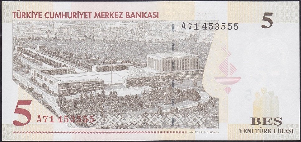 8.Emisyon 5 YTL A71 453555 Çil