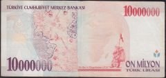 7.Emisyon 10 000 000 Lira A37 955245 Çok Temiz+