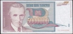 YUGOSLAVYA 5000000 DİNAR 1993 ÇÇT ( ZA)