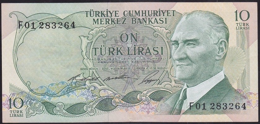 6.EMİSYON 1.TERTİP 10 LİRA F01 283264 ÇT +