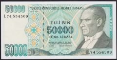 7.Emisyon 2.Tertip 50000 Lira L74 554509 Çilaltı Çil